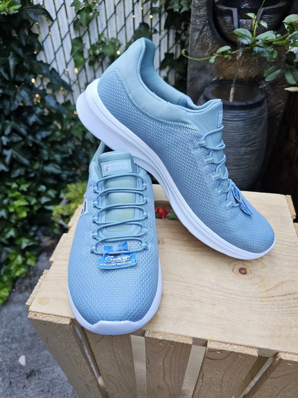 Skechers Men's Light Blue Slip-On Athletic Sneakers